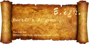 Bertók Ágnes névjegykártya